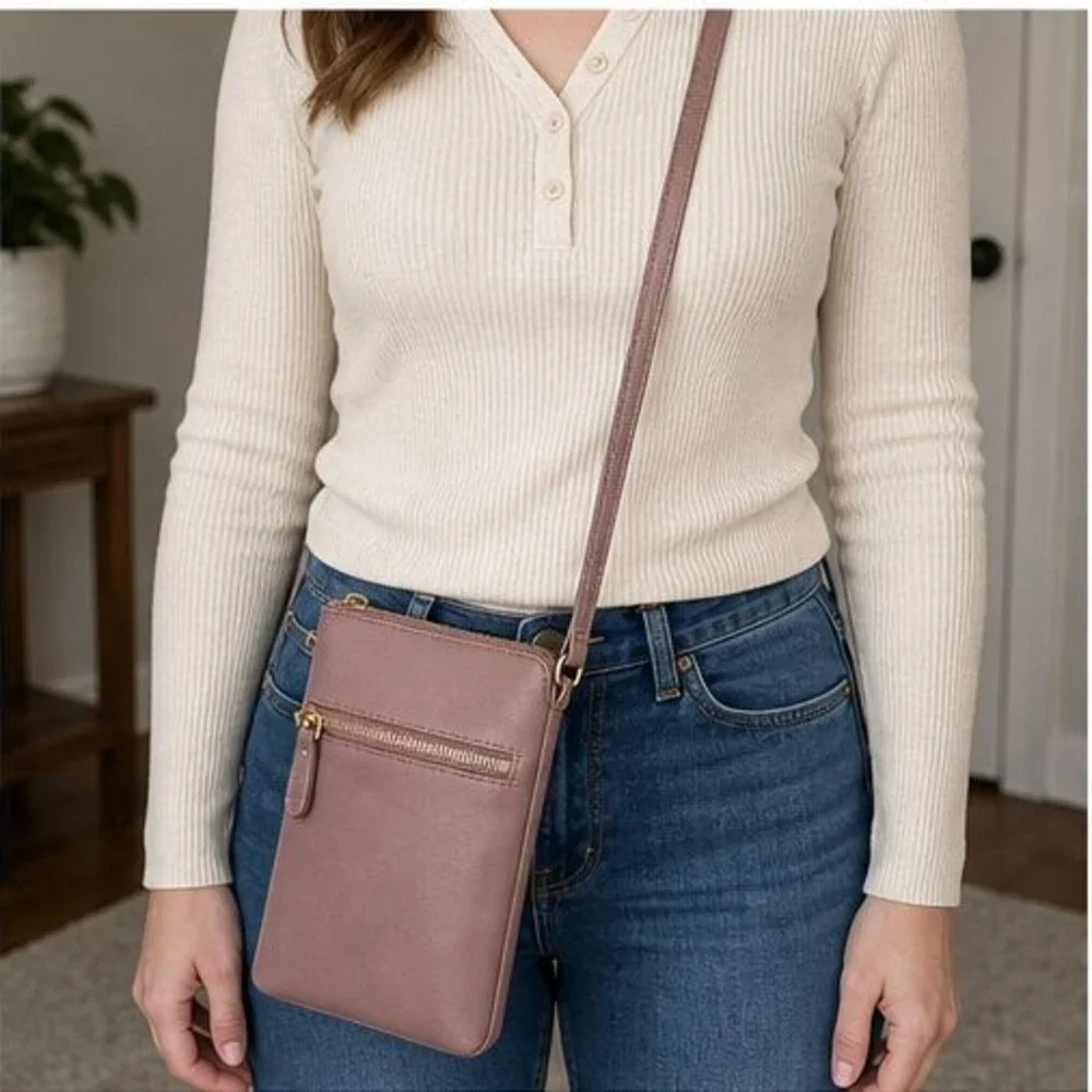 Camel Suede Crossbody Bag